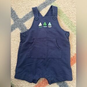 Navy Baby Overalls with Sailboat Appliqué
